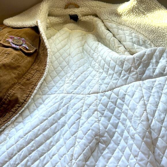 American Eagle Outfitters Unique Brown sherpa Trench Barn Coat Small - Picture 8 of 13